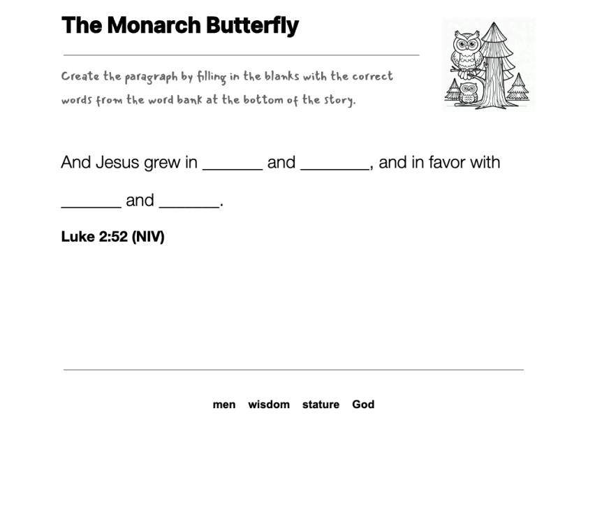 The Monarch Butterfly fill-in-the-blank